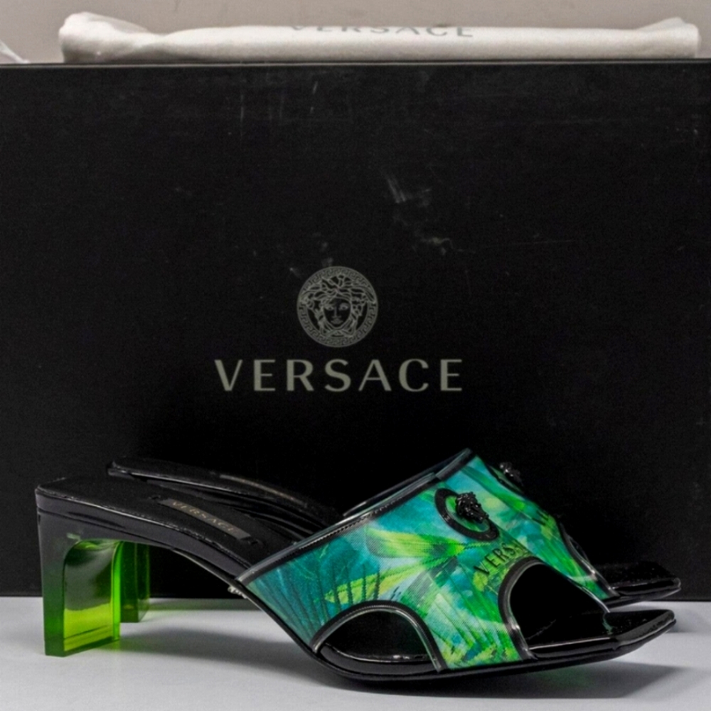 VERSACE Jungle Print Medusa Motif Sandals